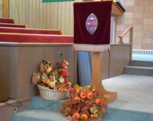 More decorations in the sanctuary when our congregation gathers to praise God and give thanks.