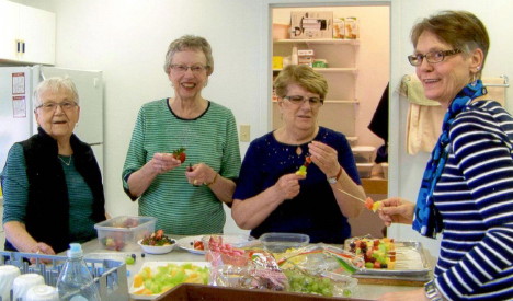 Food Prep: (left to right) Mary Anne Rupert, Glenna Theaker, Joan Atkinson, Darlene Leask
